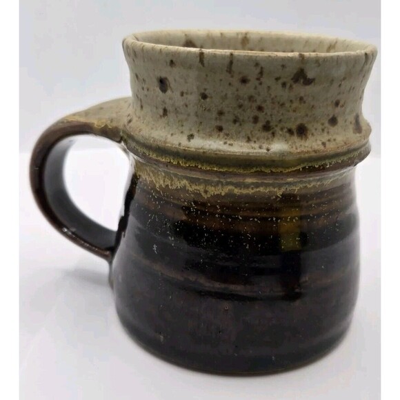 Vintage Studio Art Pottery Handcrafted Green Drip Glazed Stoneware Mug - Picture 3 of 10